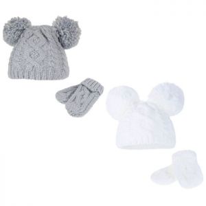 SOFT TOUCH Aran Knit Hat & Glove Set 0-6 mths